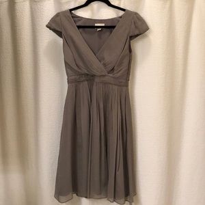J Crew capped sleeve grey v-neck dress